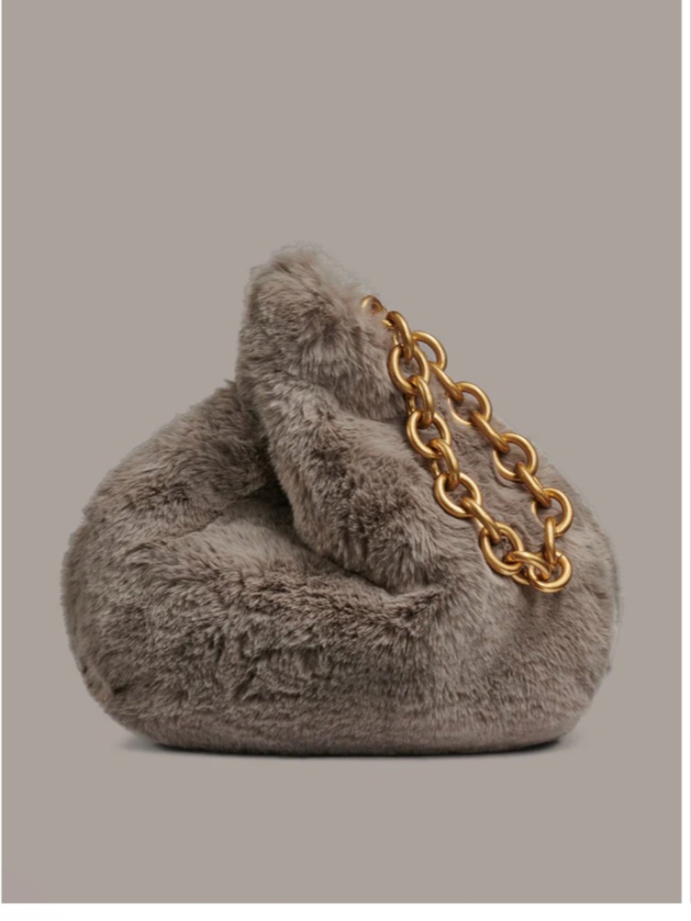 Donna Karan Faux Fur Lawrence Wristlet with Gold Chain